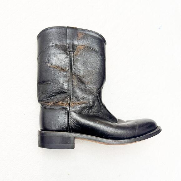 Old West Black Leather Roper Almond Toe Cowboy Boots CRY41106 Model Size 6 - Picture 6 of 7